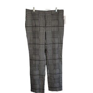 NWT Akris Punto Woman's Black Cashew Houndstooth Trousers With Pockets Size14